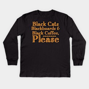 Blackboard Black Cat Teacher Kids Long Sleeve T-Shirt